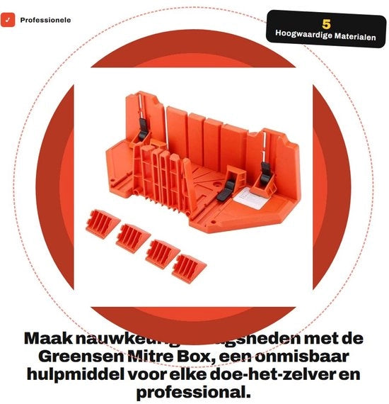 Afkortzaag per ABS Kunststof con Box per Taglio a Misure - Precisione di Taglio - Design Antiscivolo - Dimensioni 35,5 x 11 x 15 cm - Ideale per Lavori di Architectura - Tavolo di Taglio