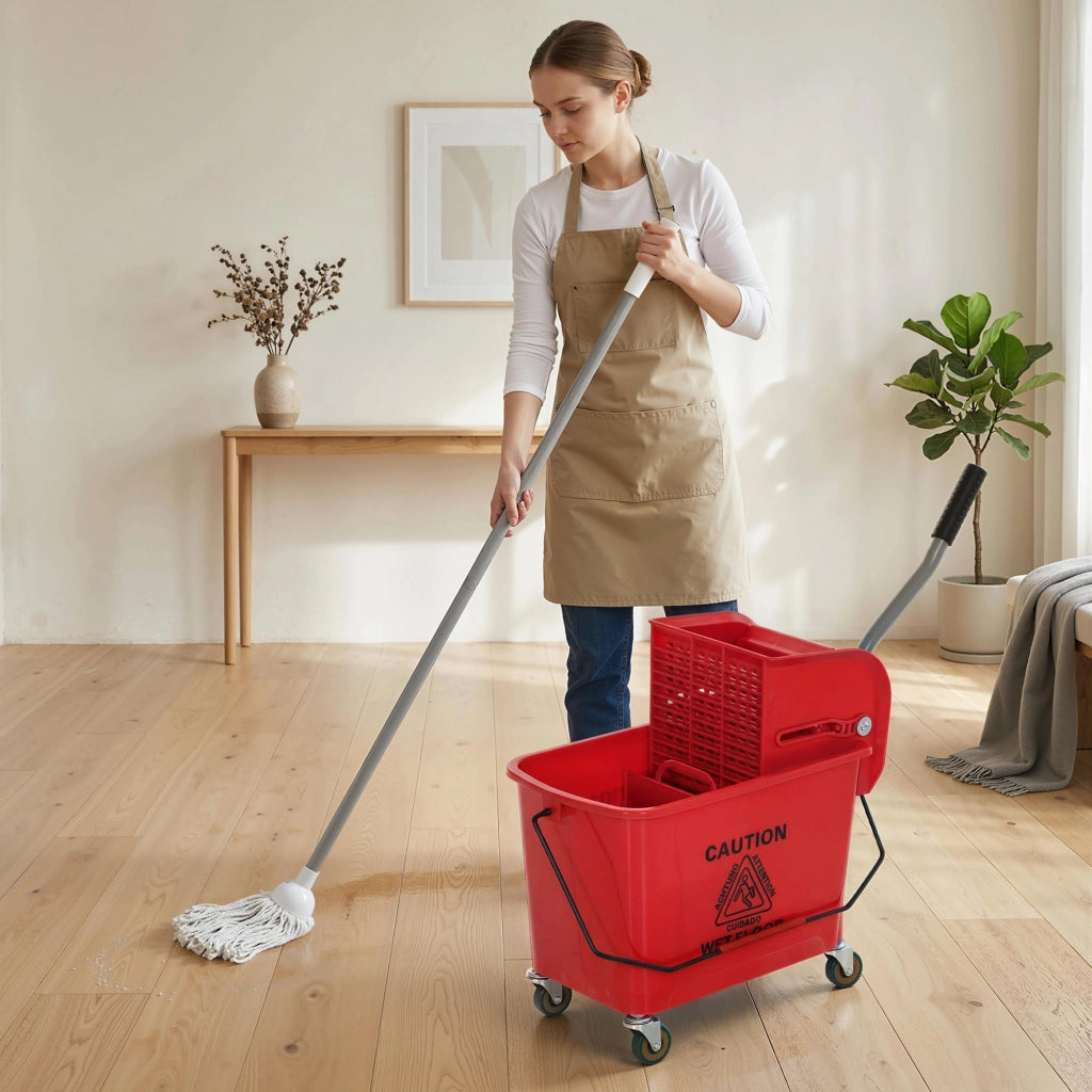 Secchio con scolapiatti e ruote ¨C Zephmum ¨C Rosso 45x26,5x70 cm