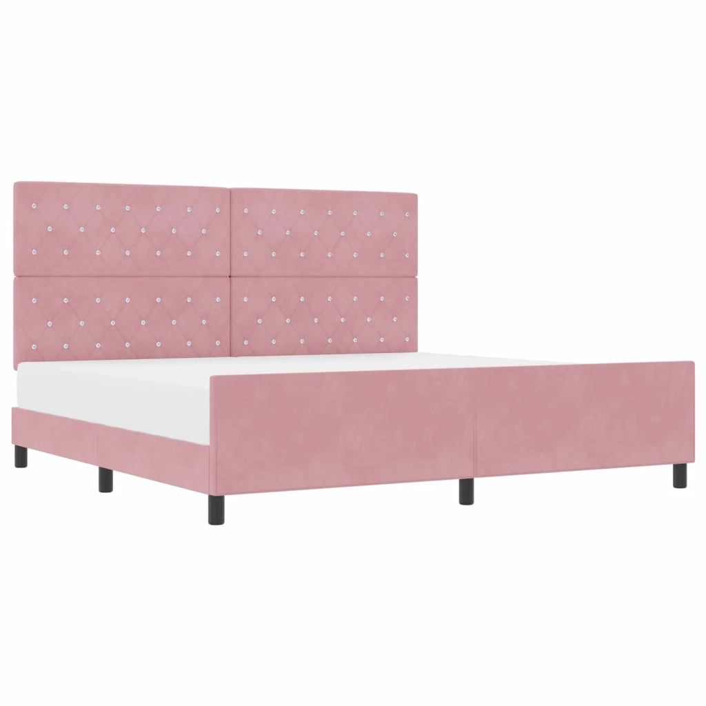 Letto a molle con testiera Rosa 200 x 200 cm Velluto