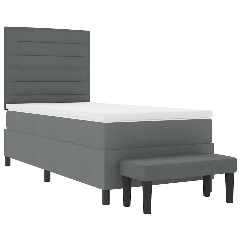 Letto a molle con materasso Grigio scuro 90 x 200 cm Tessuto