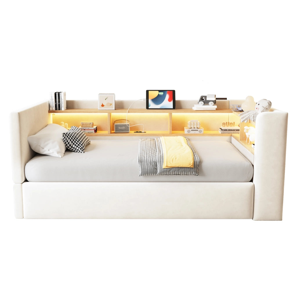letto imbottito flanella beige 90 x 190 cm