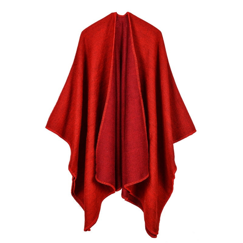 Sciarpa in cashmere a tinta unita con ampi spacchi, un modello molto apprezzato nei mercati di esportazione europei e americani, cappa calda a tinta unita, mantello a tinta unita.