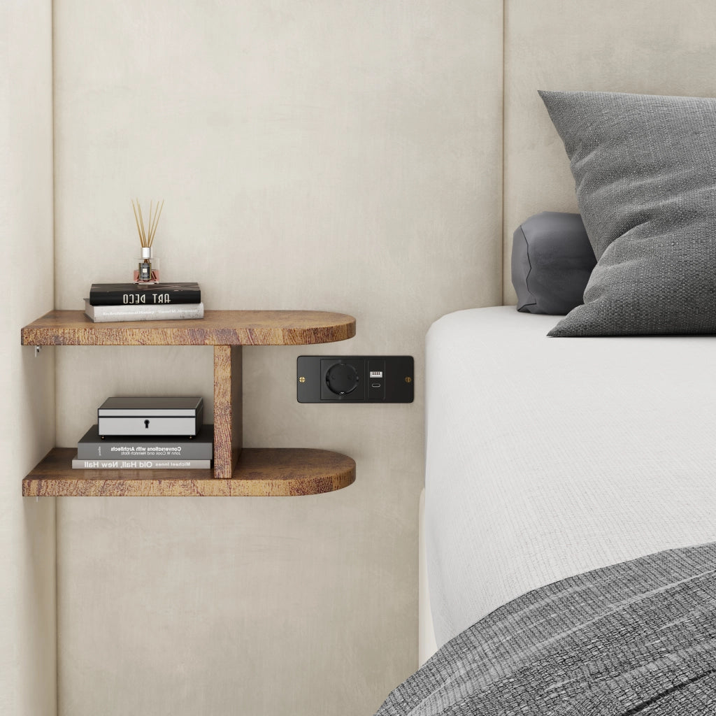 Letto contenitore 160x200 cm con USB-A; USB-C e prese; 2 comodini; rete a doghe in legno; velluto beige