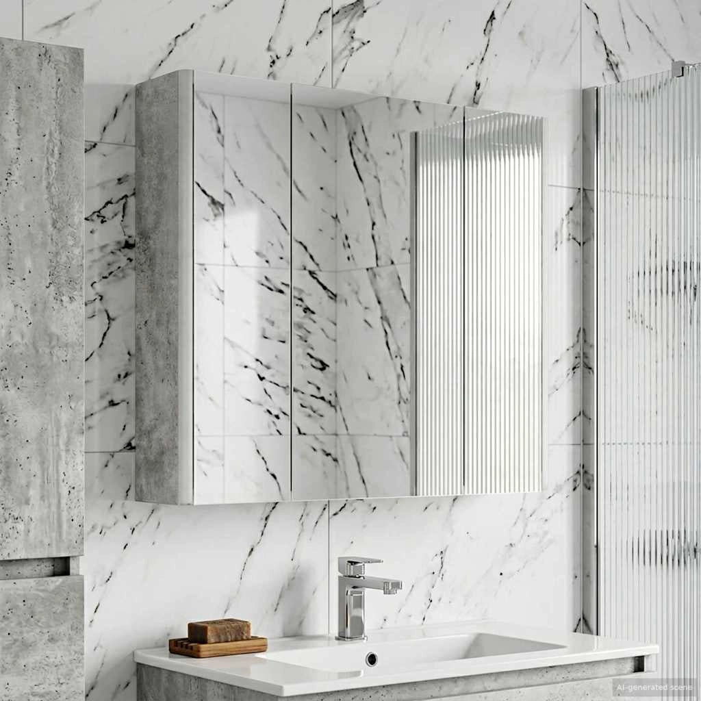 Mobiletto per specchio da bagno Grigio cemento 889250