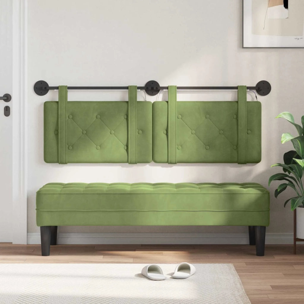 Testiera | Testata sospesa Con luce LED Verde chiaro Velluto
