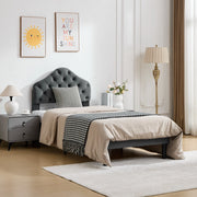 letto imbottito in chenille grigio 90x200 cm