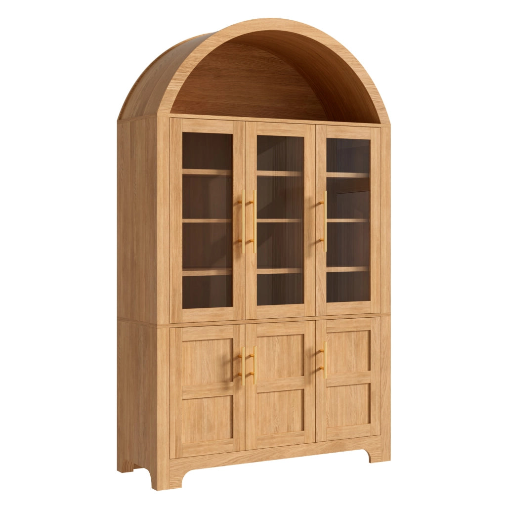 Credenza verticale 110x40x185 cm in MDF e truciolare naturale con vetrina