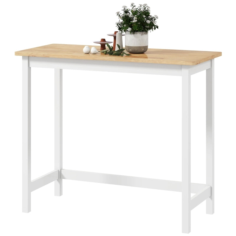 Tavolo da bar 108x48x91 cm per 2 persone in legno di caucciù effetto rovere e bianco