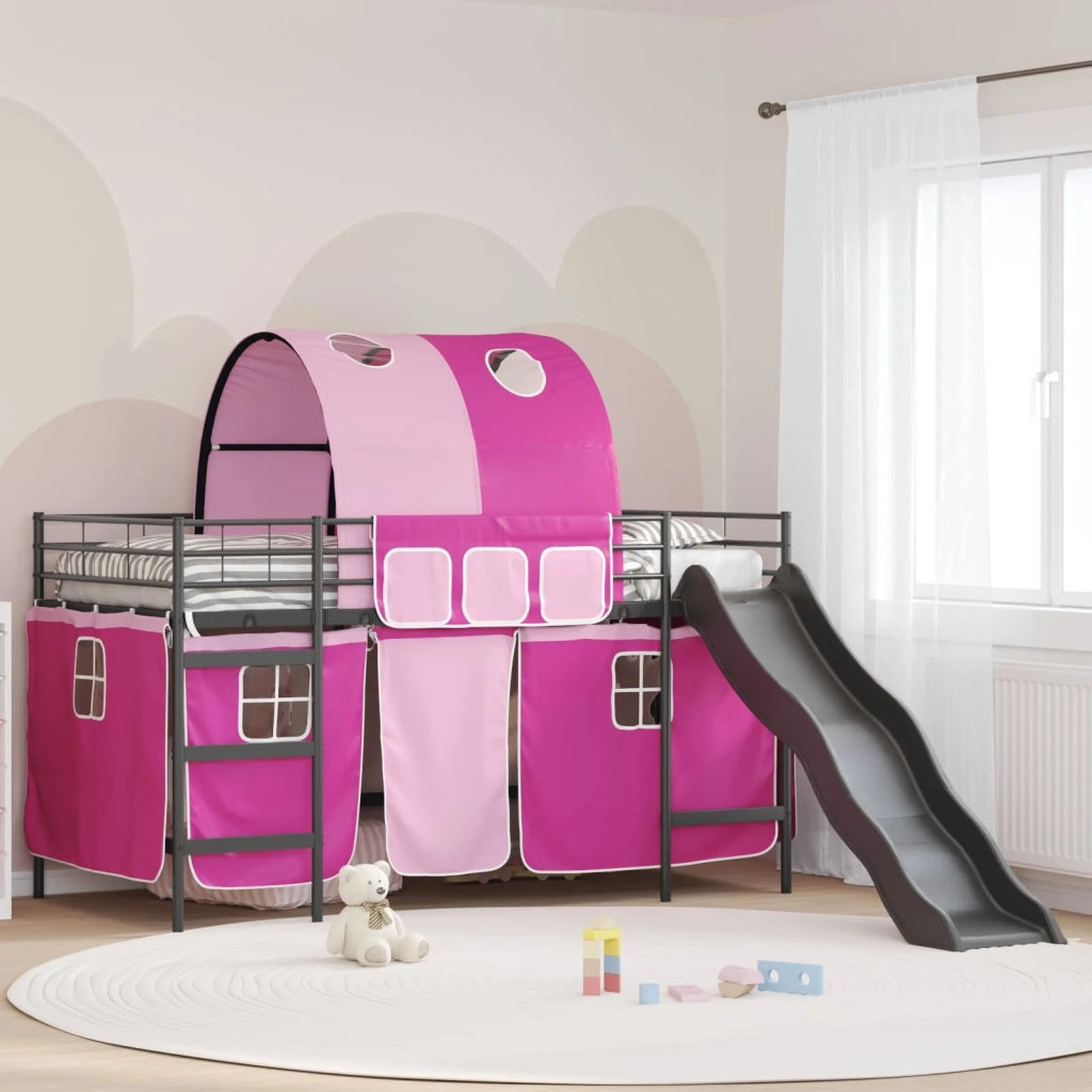 Struttura del letto loft per bambini Nero e rosa 107 x 200 cm 42020849