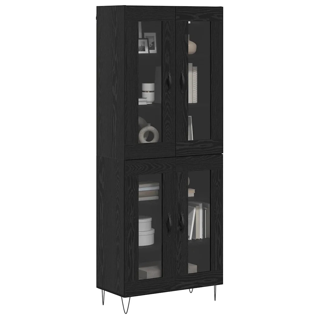 Credenza | Madia | Buffet da pranzo | Armadio da pranzo Rovere Nero 69,5 x 34 x 180 cm Legno multistrato