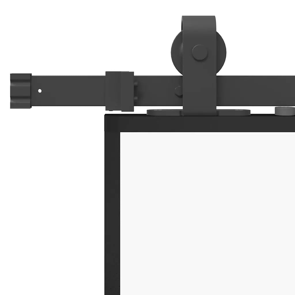 Porta Scorrevole Set Ferramenta Nera 90x205 cm Vetro Temperato 3375824