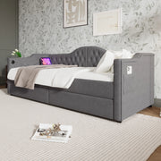 Letto da giorno 90x190 cm grigio con due cassetti