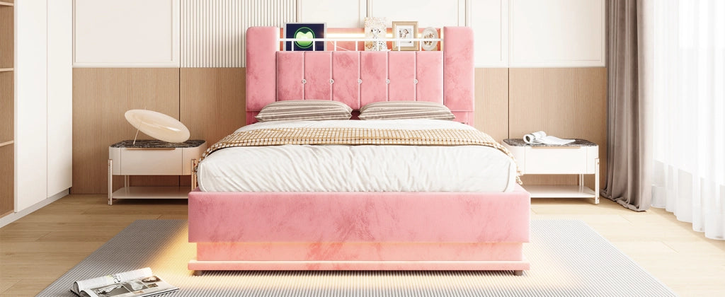 letto imbottito velluto rosa 142 x 220 cm