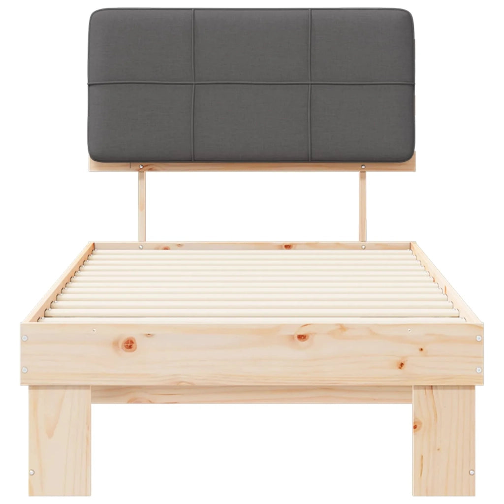 Letto con Testiera Rivestita Grigio scuro 90 x 190 cm 877455