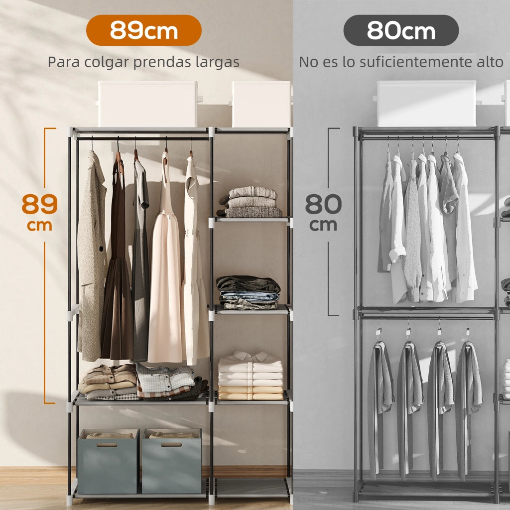 Armadio con Ripiani e Appendiabiti ¨C Minimal ¨C Grigio 182x43x185 cm