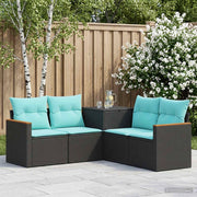 Set di divani 5 pz Nero e Blu Rattan sintetico e Acciaio 3447933