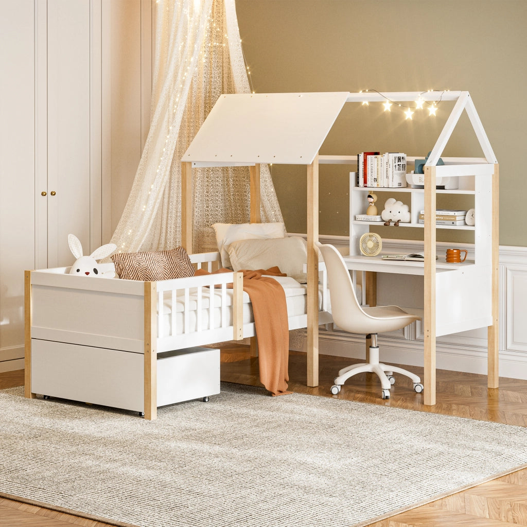 letto bambini legno bianco 90 x 200 cm