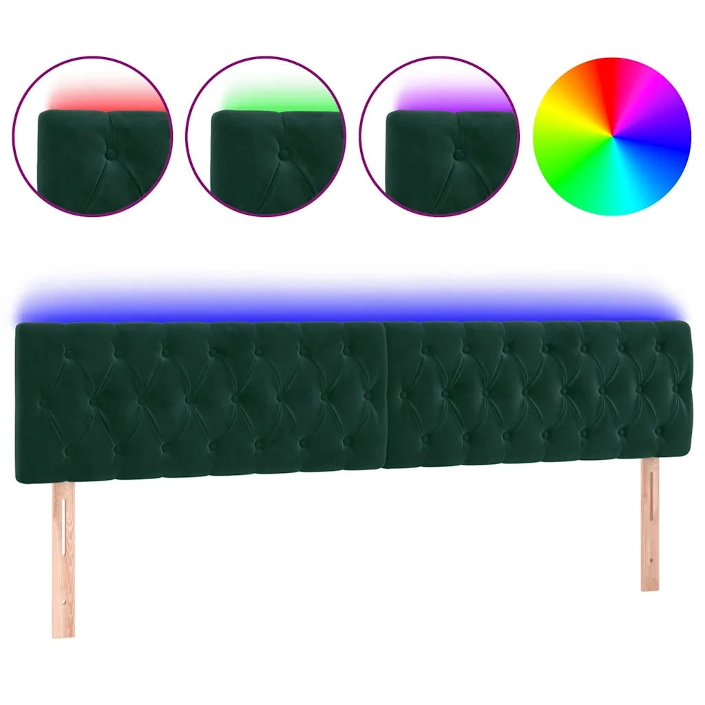 Testiera a LED Verde Scuro 200x7x78/88 cm in Velluto 3122017