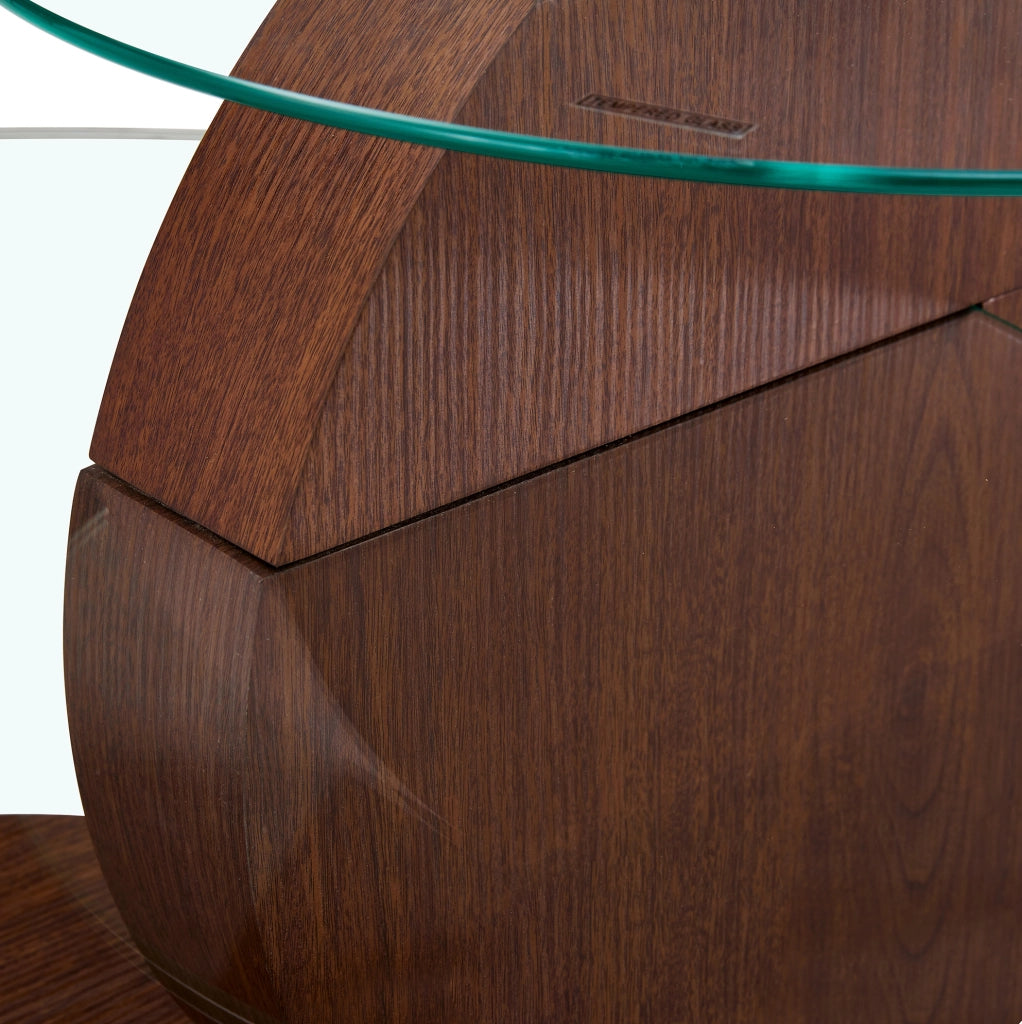 Tavolino da caff¨¨ a due livelli 78,5 cm in MDF effetto noce e vetro di sicurezza trasparente