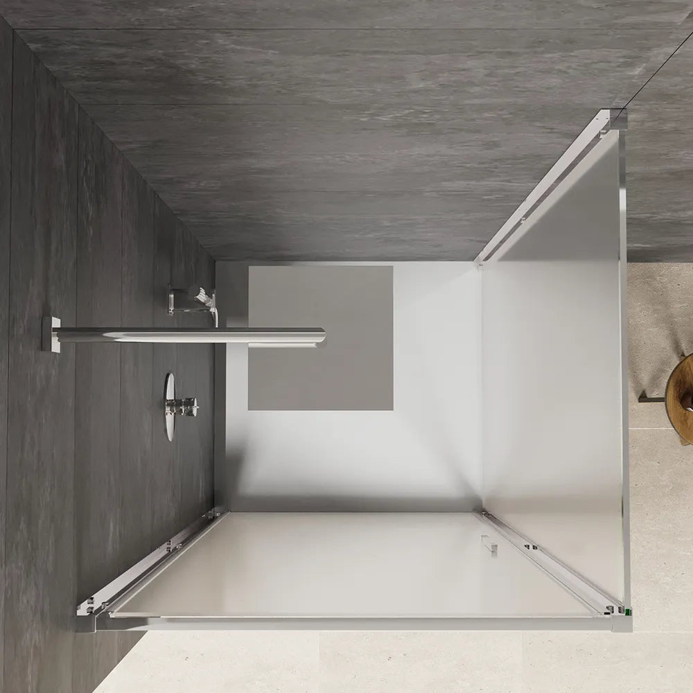 Box doccia slim 75x80cm con porta a battente e parete fissa profili cromati e vetro 6mm opaco h190| Portofino