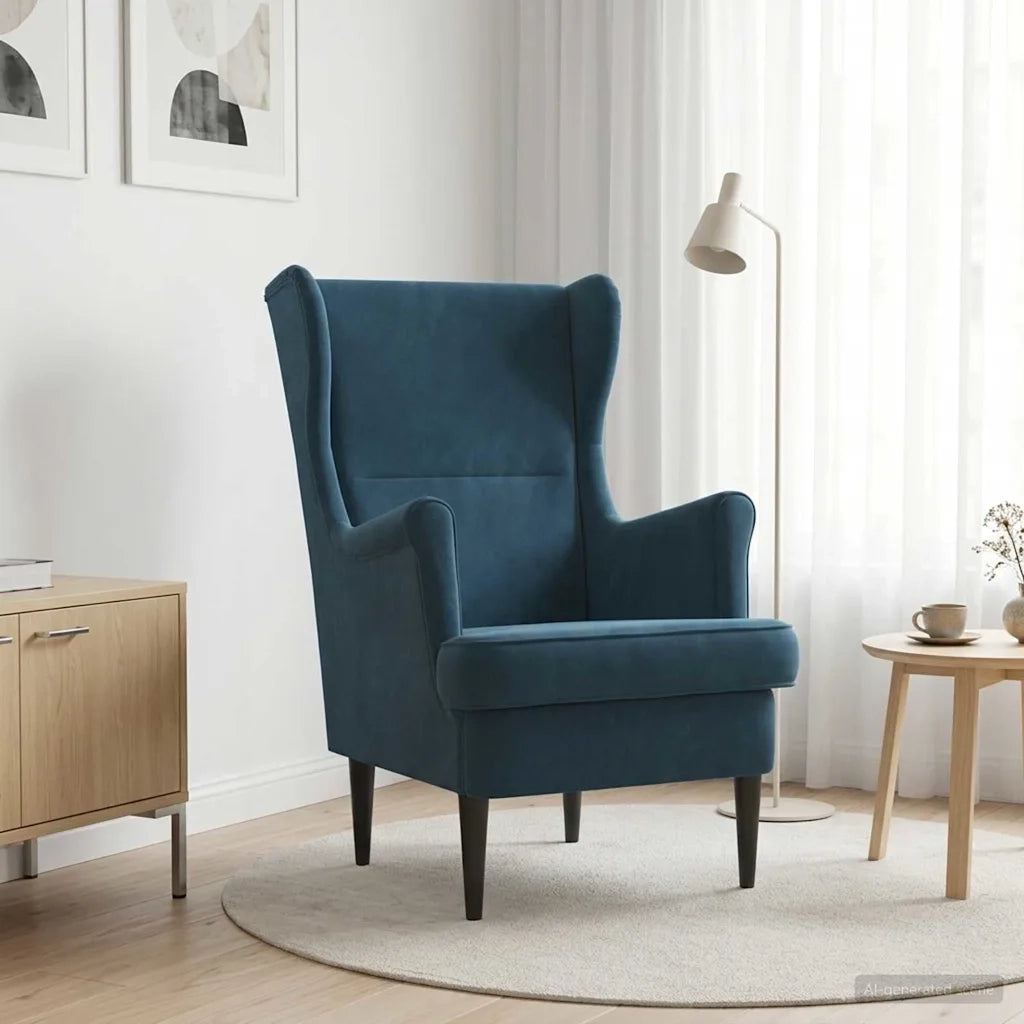 Poltrona-Divano Sedia Blu Velluto 880844
