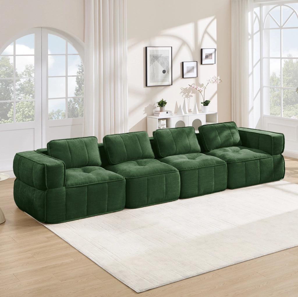DIVANO Modulare 344x93x67 cm Poliestere Verde