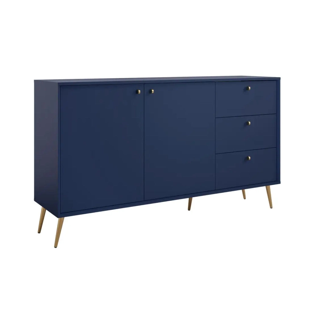 Buffet design AZURÉA – 2 ante & 3 cassetti – Blu profondo – 156x89x41 cm