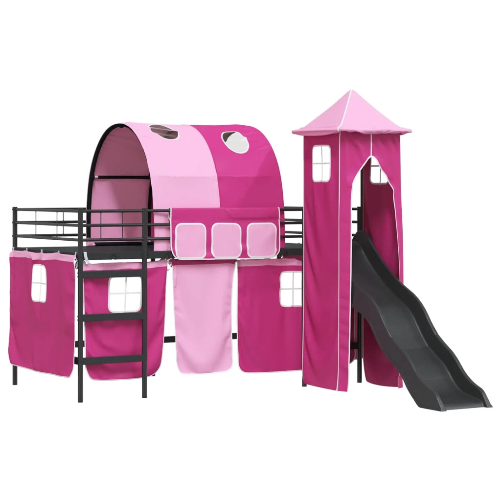 Struttura del letto loft per bambini Nero e rosa 100 x 200 cm 42020890