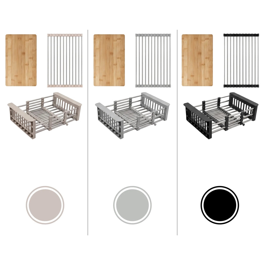 Lavello In Acciaio Con Set Di Accessori 3 Pz. Rea Liam Brush Nickel Accessori grigi
