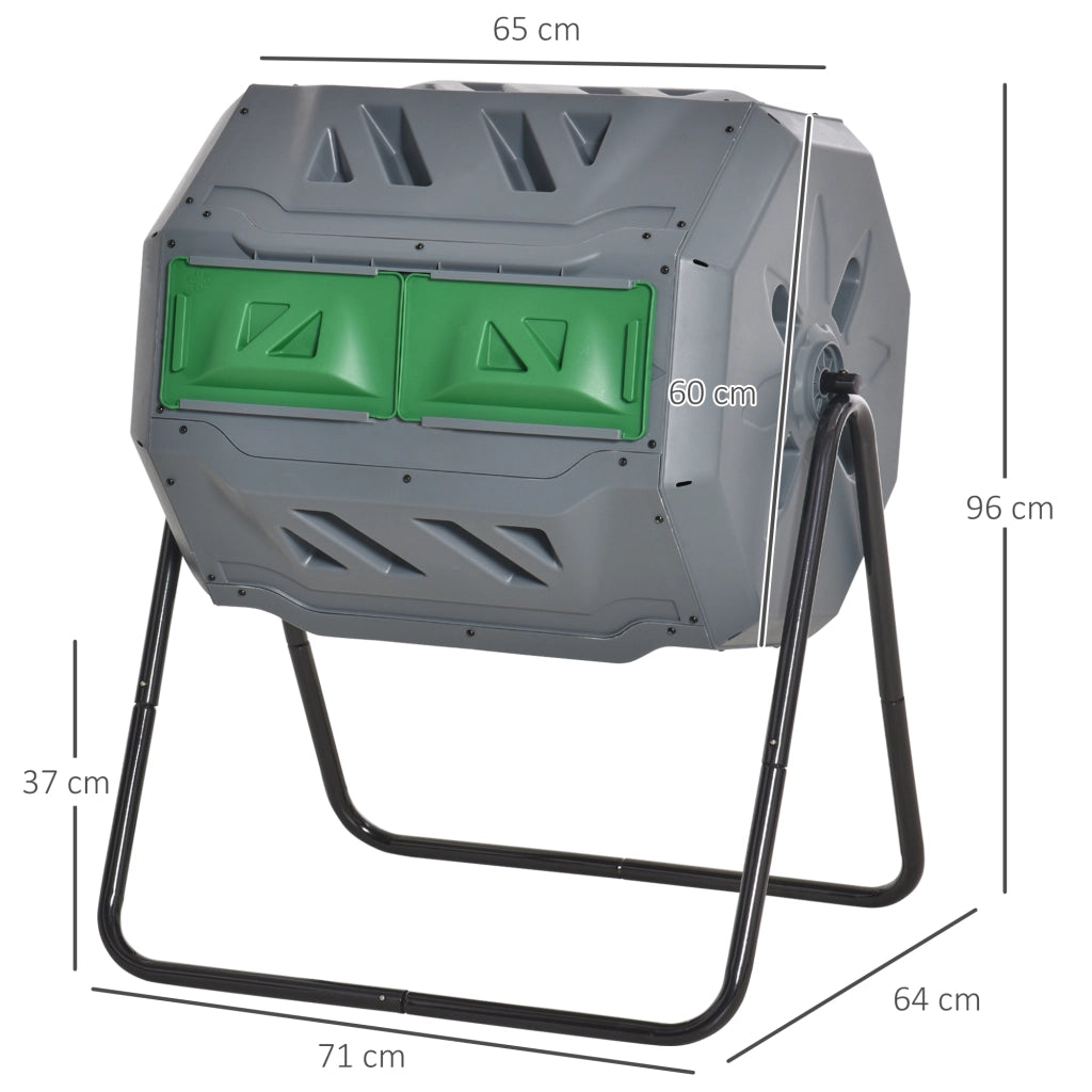 Compostatore Rotante a Tamburo ¨C zephmum ¨C Grigio 71x65x96 cm