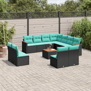 Set Divani da Giardino 12 pz con Cuscini Nero in Polyrattan 3226092