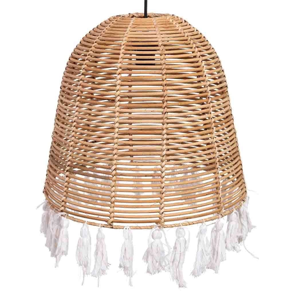 Lampada da soffitto in rattan e cotone marrone D40x40h cm