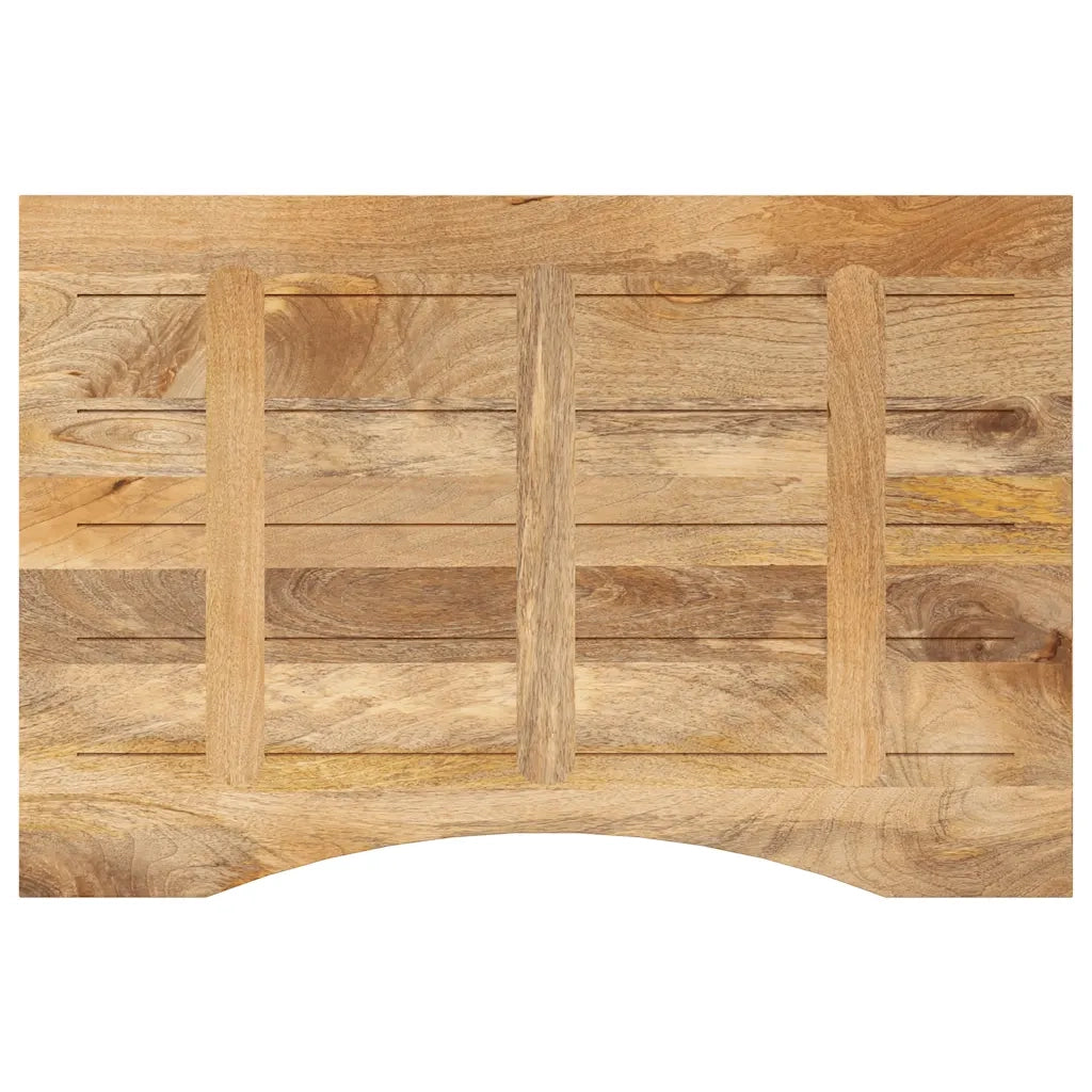 Piano Scrivania con Curva 90x50x2,5 cm Massello Grezzo di Mango 370193
