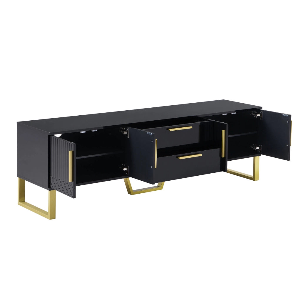Mobile TV 170x40x53,5 cm con 4 ante e 2 cassetti in MDF nero lucido