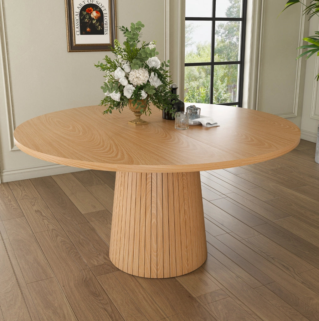 TAVOLO da Pranzo Rotondo  110 cm MDF Impiallacciato Rovere per 4 Persone