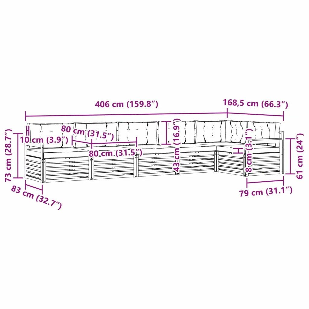 Set di divani da esterno 6 pcs Grigio Naturale e Chiaro 3373526