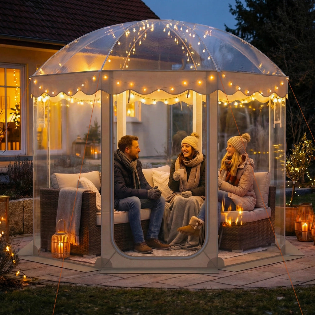 Tenda a bolla trasparente vista panoramica a 540¡ã, Tenda sportiva pop-up con 8 corde antivento 16 picchetti 4 sacchi di sabbia e borsa