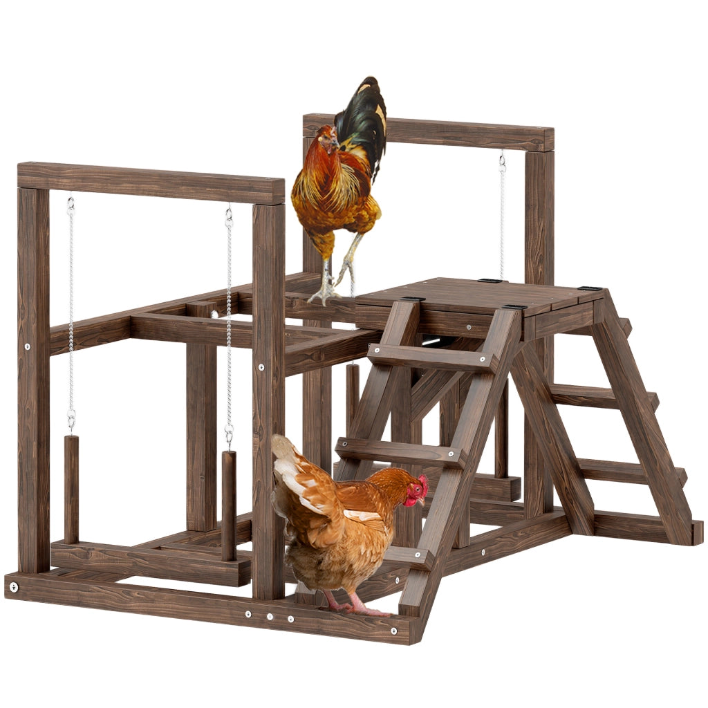 Casetta per galline con altalena e scale ¨C Minimal ¨C 82x60x55 cm, marrone