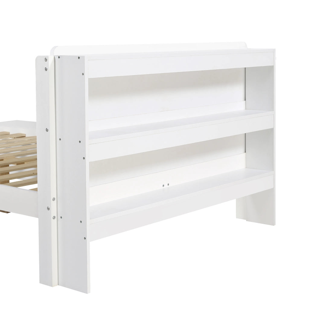 Letto una piazza e mezza 120 × 200 cm con scrivania contenitore in legno bianco modulare