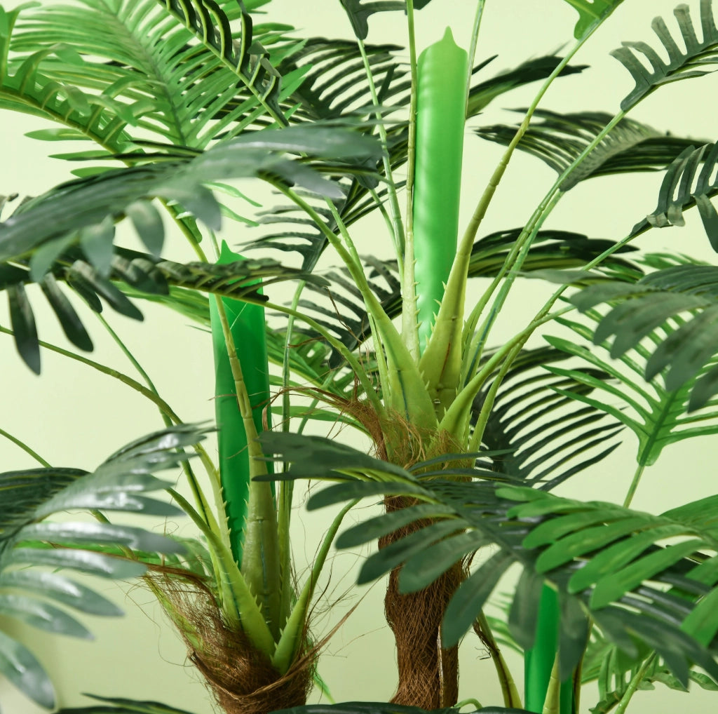 Palma artificiale ULEVR 105 cm con 5 tronchi e rami modellabili, pianta decorativa in plastica verde