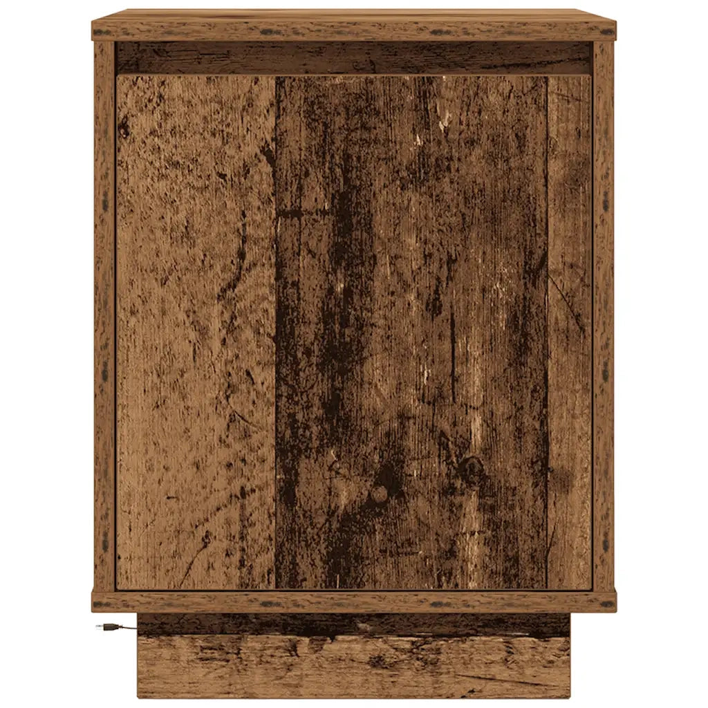 Comodino | Armadio da Notte | Mobiletto da notte con Luci LED Legno Antico 38x34x50 cm