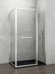 Box doccia angolare SPAZIO fisso 20 + porta 65 + laterale fisso 85x90 cm (79.5-82/86.5-89) cromo lucido