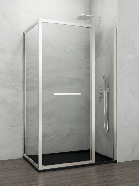 Box doccia angolare SPAZIO fisso 20 + porta 65 + laterale fisso 85x90 cm (79.5-82/86.5-89) cromo lucido