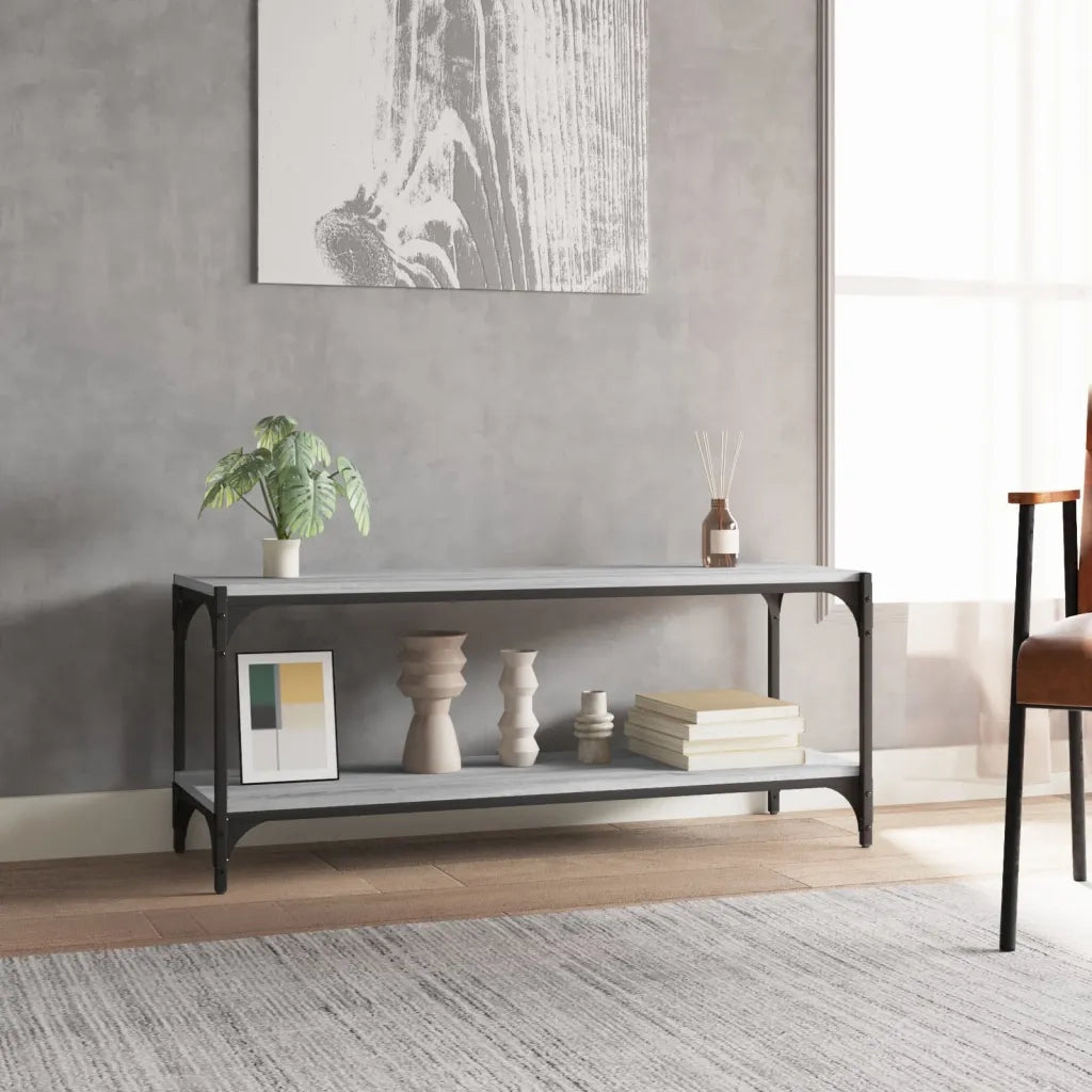 Mobile TV-Credenza TV-Console TV Grigio Sonoma 100x33x41cm Legno Multistrato e Acciaio