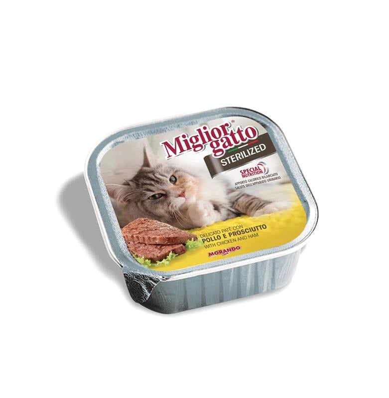 MIGLIOR GATTO STERILIZED PATE' CON POLLO E PROSCIUTTO 100 GR