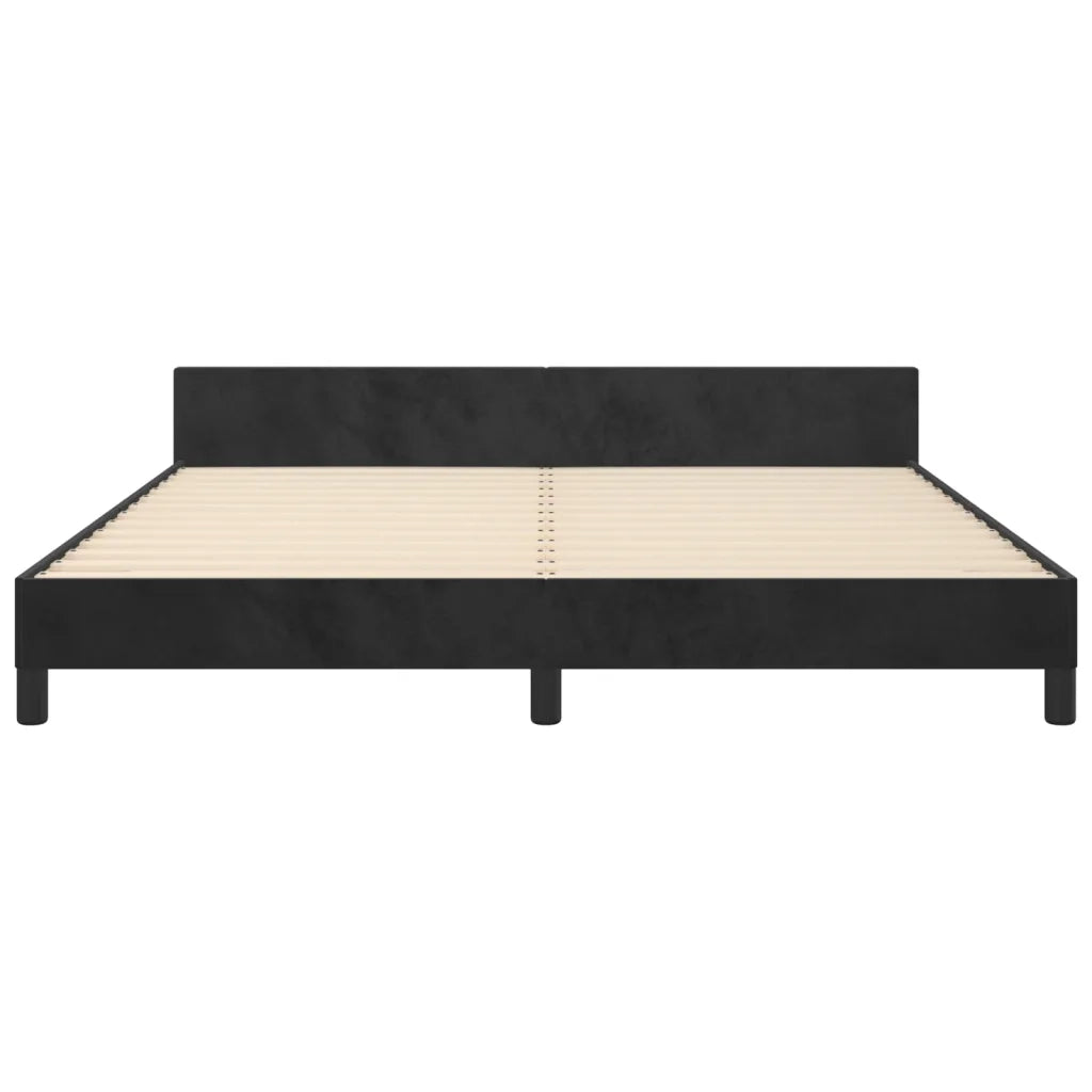Letto matrimoniale | Letto per adulti | Giroletto con Testiera Nero 180x200 cm in Velluto