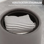 Pouf rotondo 2-in-1 con contenitore e rivestimento in velluto grigio scuro, Ø44 x 47,5 cm