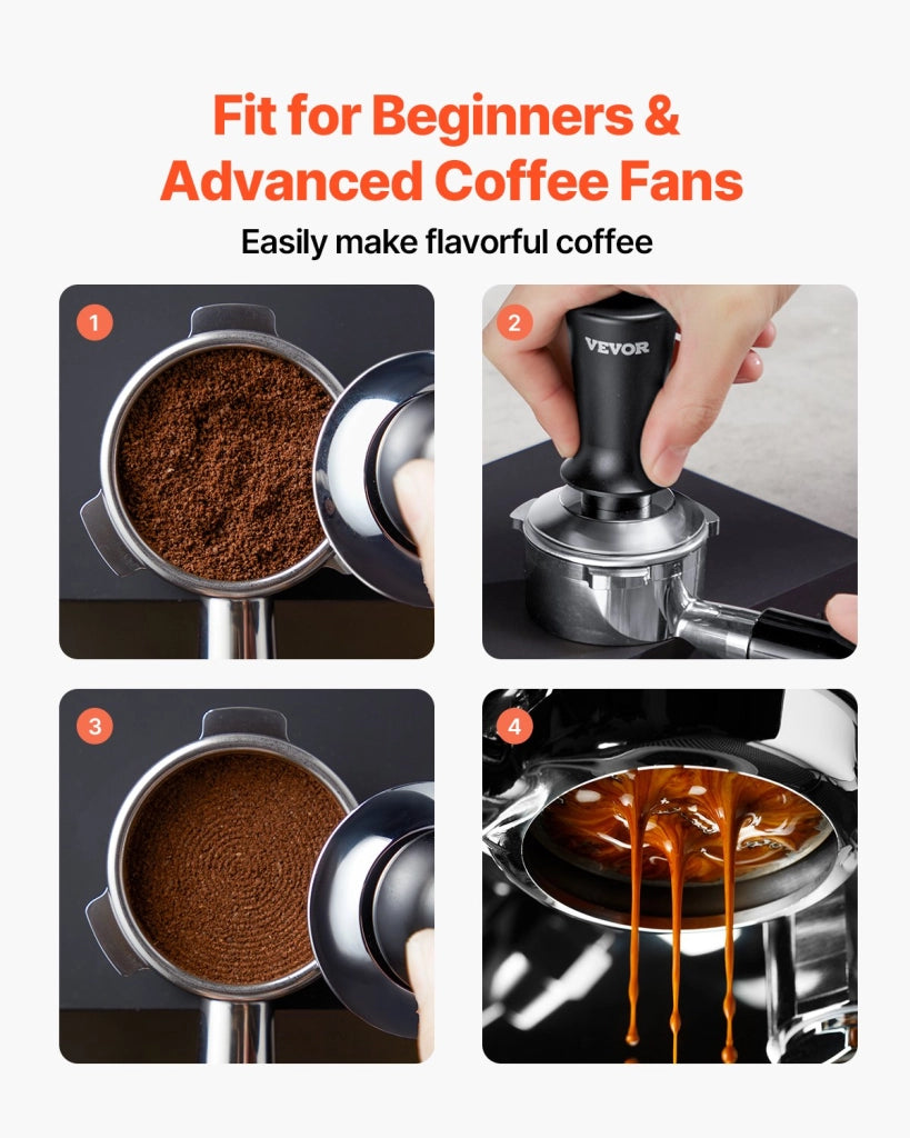 Pressino da caffè 53 mm a molla 13,6 kg in acciaio inox e lega di alluminio, tamper espresso manuale ed ergonomico per casa e bar