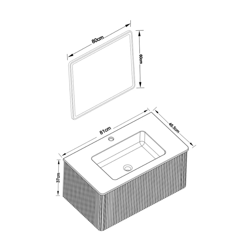 Mobile da bagno sospeso con lavabo integrato e specchio LED - per bagno - rovere