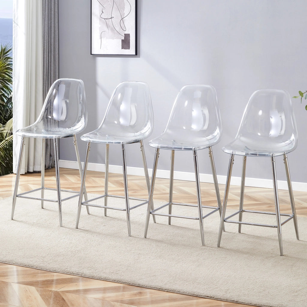 SGABELLO da bar moderno 68,5x48x47 cm plastica trasparente e metallo argento